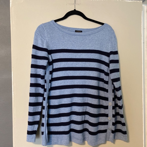 Talbots Textured Stripe Sweater Blue M - Picture 2 of 5